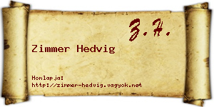 Zimmer Hedvig névjegykártya